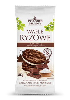 Wafle ryżowe z solą morską w czekoladzie deserowej